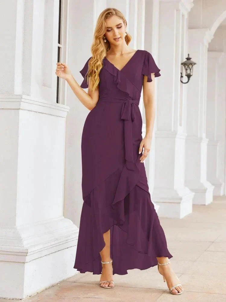 Numbersea Ruffled Bridesmaid Dresses Mermaid Formal Violin Evening Party Prom Gowns 28042 - Image 61