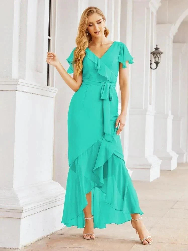Numbersea Ruffled Bridesmaid Dresses Mermaid Formal Violin Evening Party Prom Gowns 28042 - Image 63