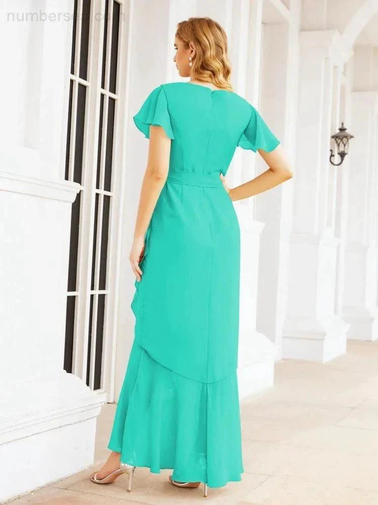 Numbersea Ruffled Bridesmaid Dresses Mermaid Formal Violin Evening Party Prom Gowns 28042 - Image 64