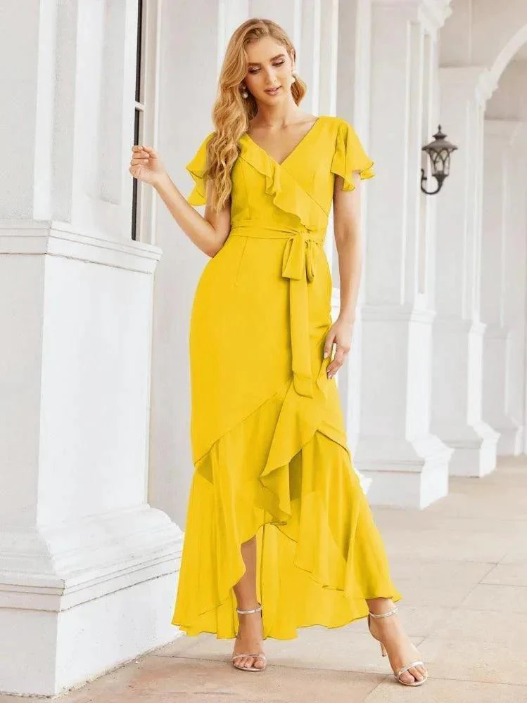 Numbersea Ruffled Bridesmaid Dresses Mermaid Formal Violin Evening Party Prom Gowns 28042 - Image 65