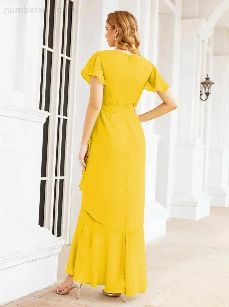 Numbersea Ruffled Bridesmaid Dresses Mermaid Formal Violin Evening Party Prom Gowns 28042 - Image 66