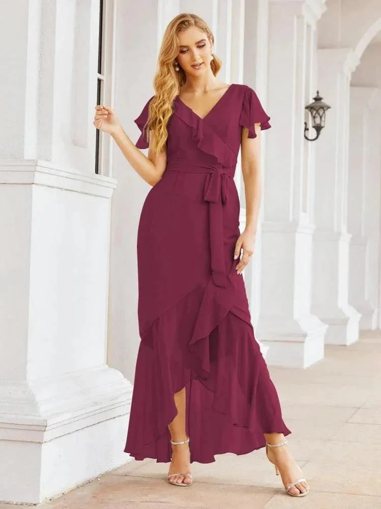 Numbersea Ruffled Bridesmaid Dresses Mermaid Formal Violin Evening Party Prom Gowns 28042 - Image 67
