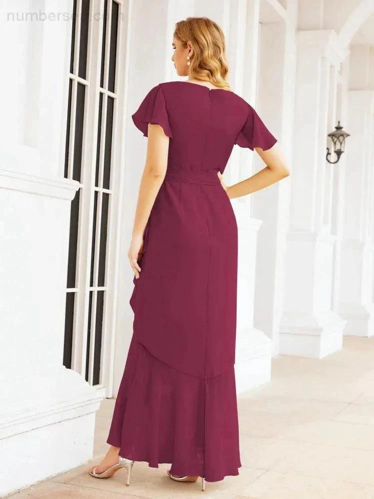 Numbersea Ruffled Bridesmaid Dresses Mermaid Formal Violin Evening Party Prom Gowns 28042 - Image 68