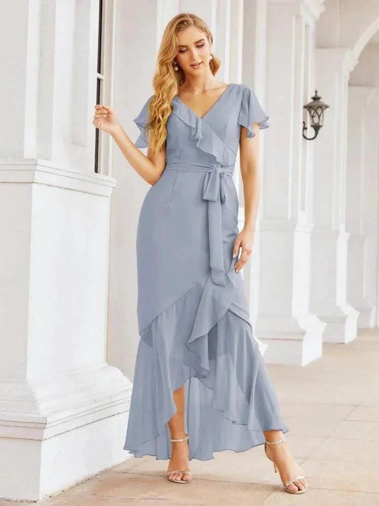 Numbersea Ruffled Bridesmaid Dresses Mermaid Formal Violin Evening Party Prom Gowns 28042 - Image 7