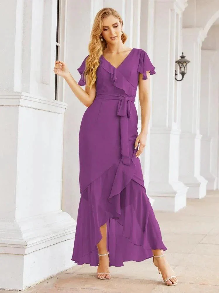 Numbersea Ruffled Bridesmaid Dresses Mermaid Formal Violin Evening Party Prom Gowns 28042 - Image 71