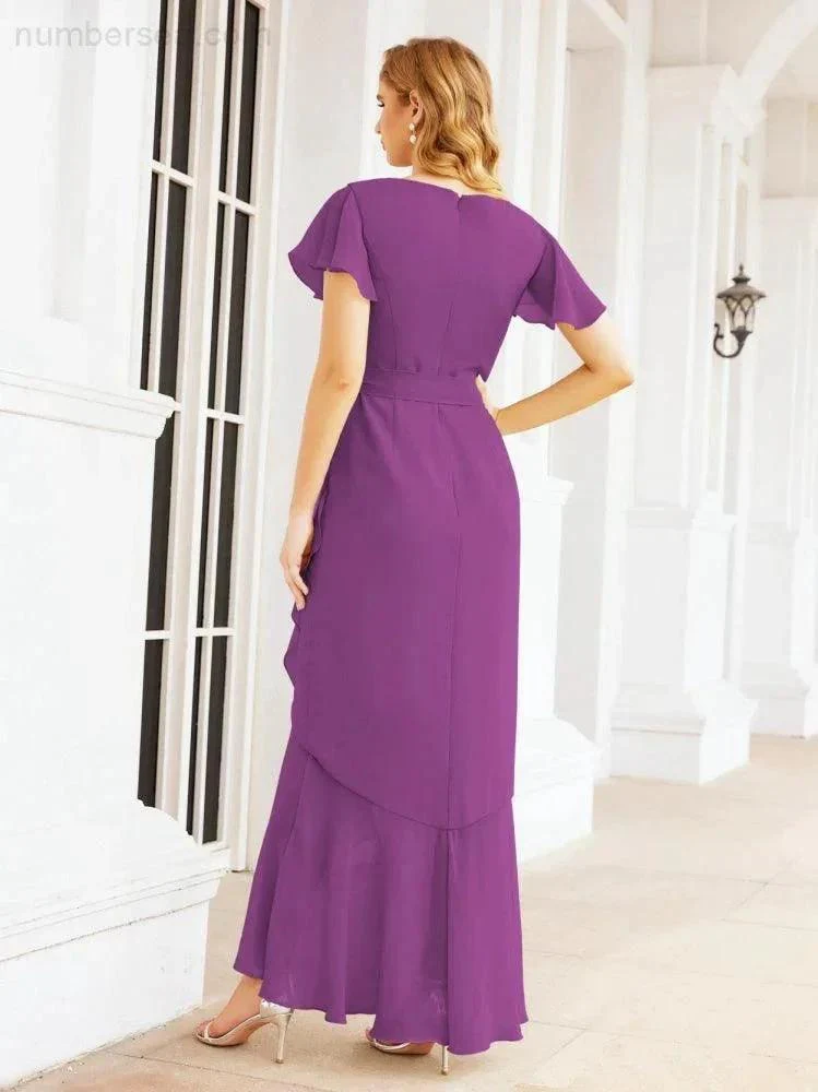 Numbersea Ruffled Bridesmaid Dresses Mermaid Formal Violin Evening Party Prom Gowns 28042 - Image 72