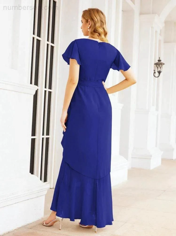 Numbersea Ruffled Bridesmaid Dresses Mermaid Formal Violin Evening Party Prom Gowns 28042 - Image 74