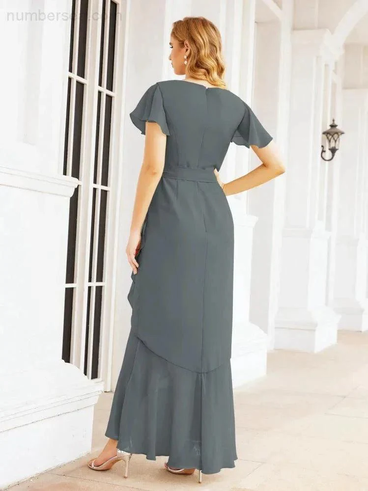Numbersea Ruffled Bridesmaid Dresses Mermaid Formal Violin Evening Party Prom Gowns 28042 - Image 76