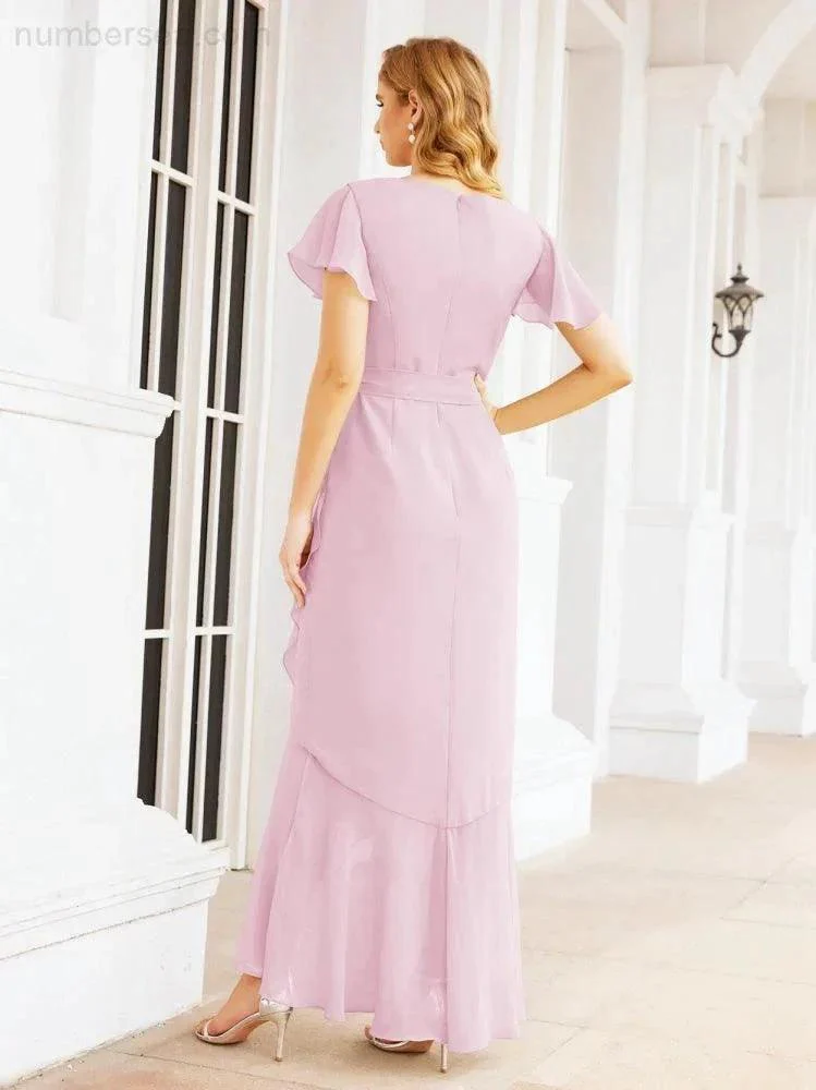 Numbersea Ruffled Bridesmaid Dresses Mermaid Formal Violin Evening Party Prom Gowns 28042 - Image 78