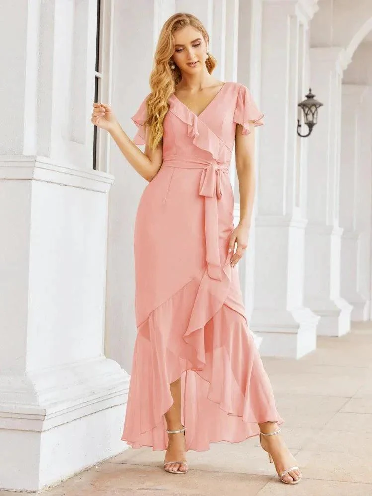 Numbersea Ruffled Bridesmaid Dresses Mermaid Formal Violin Evening Party Prom Gowns 28042 - Image 79