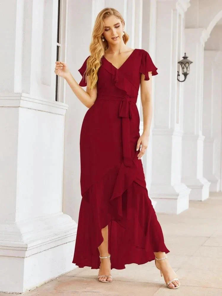 Numbersea Ruffled Bridesmaid Dresses Mermaid Formal Violin Evening Party Prom Gowns 28042 - Image 81