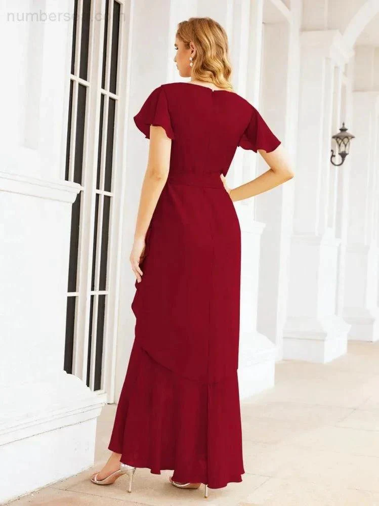 Numbersea Ruffled Bridesmaid Dresses Mermaid Formal Violin Evening Party Prom Gowns 28042 - Image 82