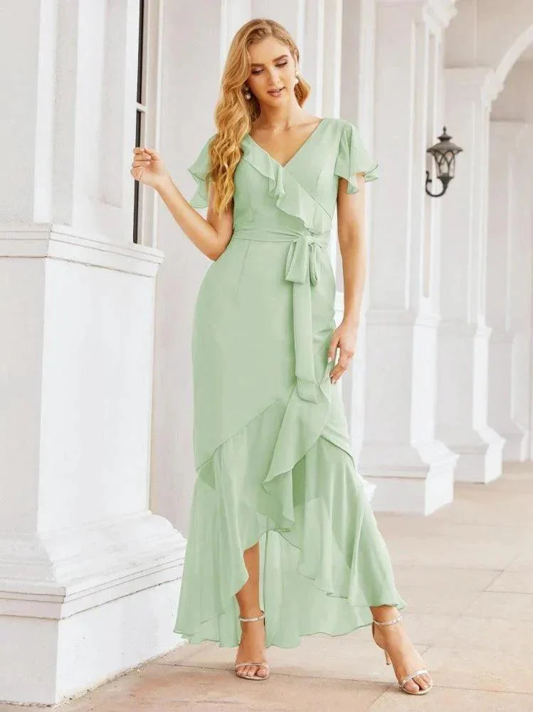 Numbersea Ruffled Bridesmaid Dresses Mermaid Formal Violin Evening Party Prom Gowns 28042 - Image 9