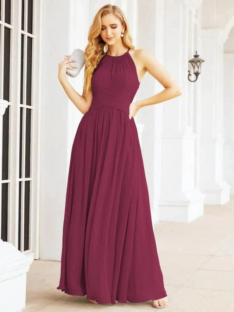 Numbersea Sleeveless Bridesmaid Dresses Long Prom Gown Zipper with Keyhole Back 28056 - Image 100