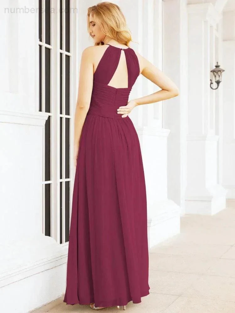 Numbersea Sleeveless Bridesmaid Dresses Long Prom Gown Zipper with Keyhole Back 28056 - Image 101