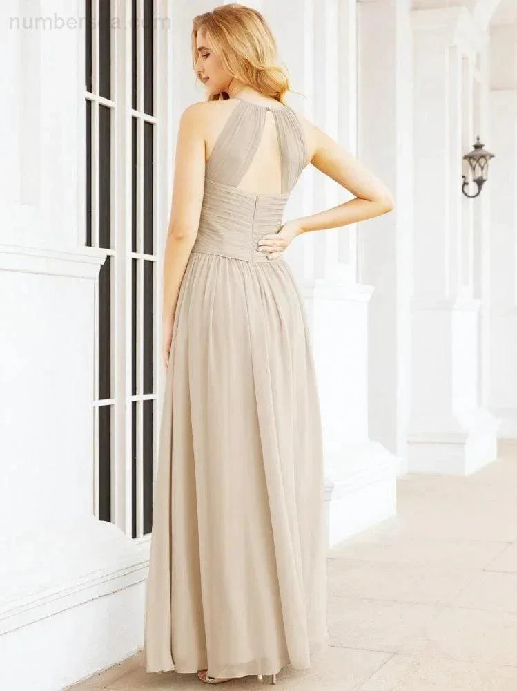 Numbersea Sleeveless Bridesmaid Dresses Long Prom Gown Zipper with Keyhole Back 28056 - Image 104