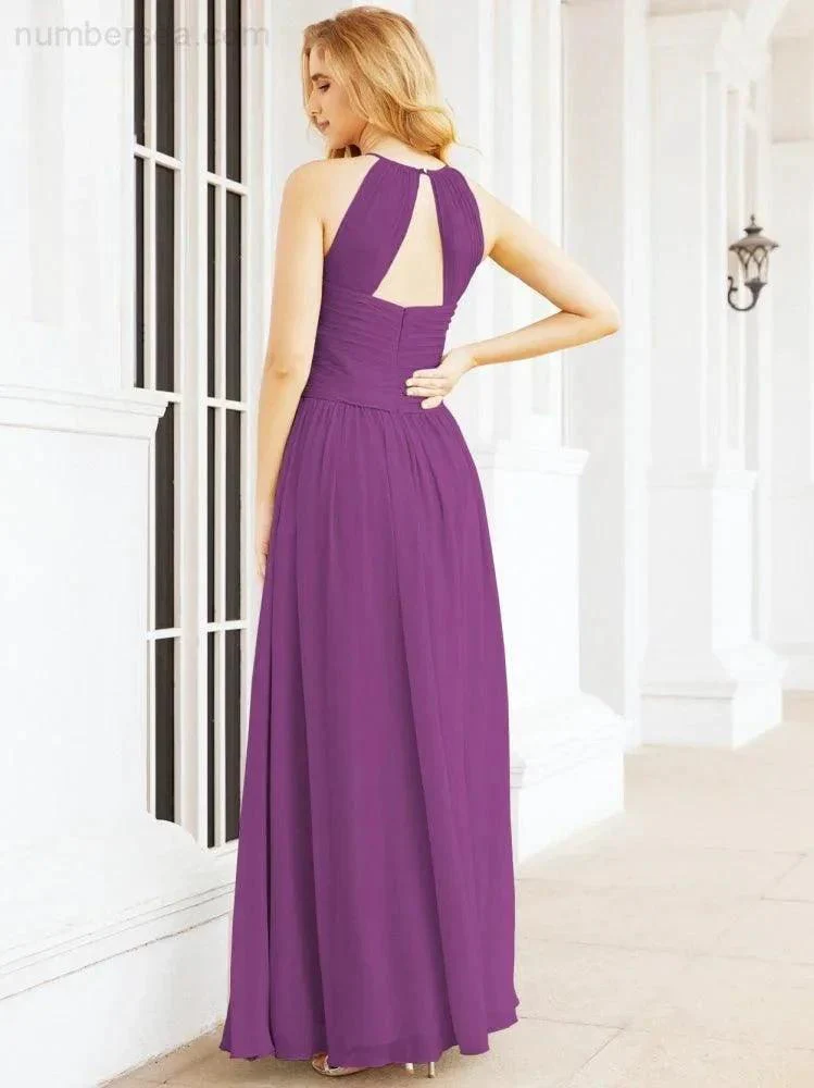 Numbersea Sleeveless Bridesmaid Dresses Long Prom Gown Zipper with Keyhole Back 28056 - Image 107