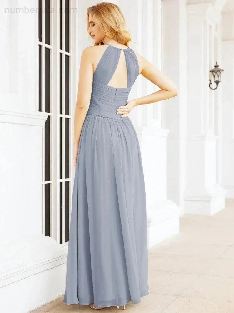 Numbersea Sleeveless Bridesmaid Dresses Long Prom Gown Zipper with Keyhole Back 28056 - Image 11