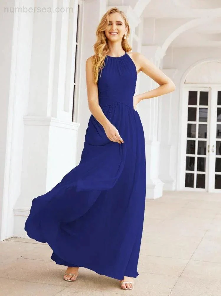Numbersea Sleeveless Bridesmaid Dresses Long Prom Gown Zipper with Keyhole Back 28056 - Image 111