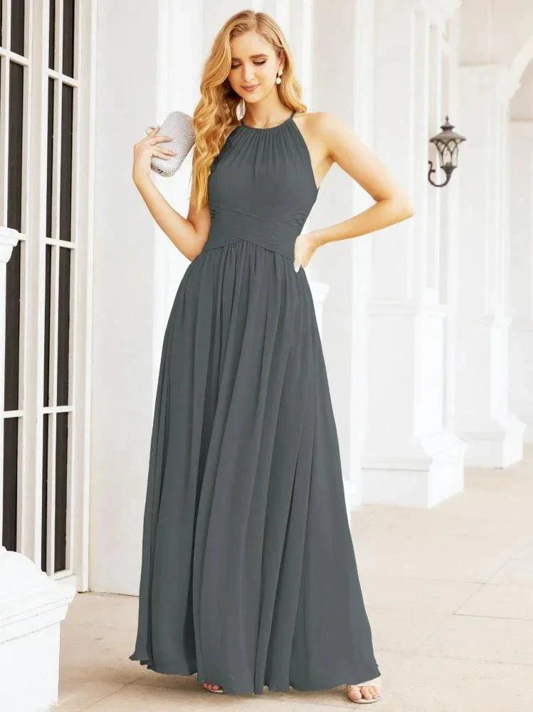 Numbersea Sleeveless Bridesmaid Dresses Long Prom Gown Zipper with Keyhole Back 28056 - Image 112