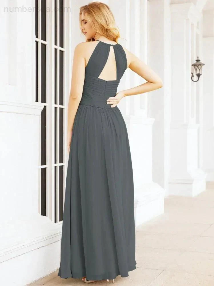 Numbersea Sleeveless Bridesmaid Dresses Long Prom Gown Zipper with Keyhole Back 28056 - Image 113