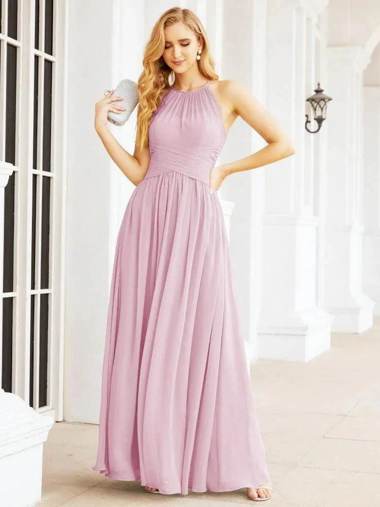 Numbersea Sleeveless Bridesmaid Dresses Long Prom Gown Zipper with Keyhole Back 28056 - Image 115