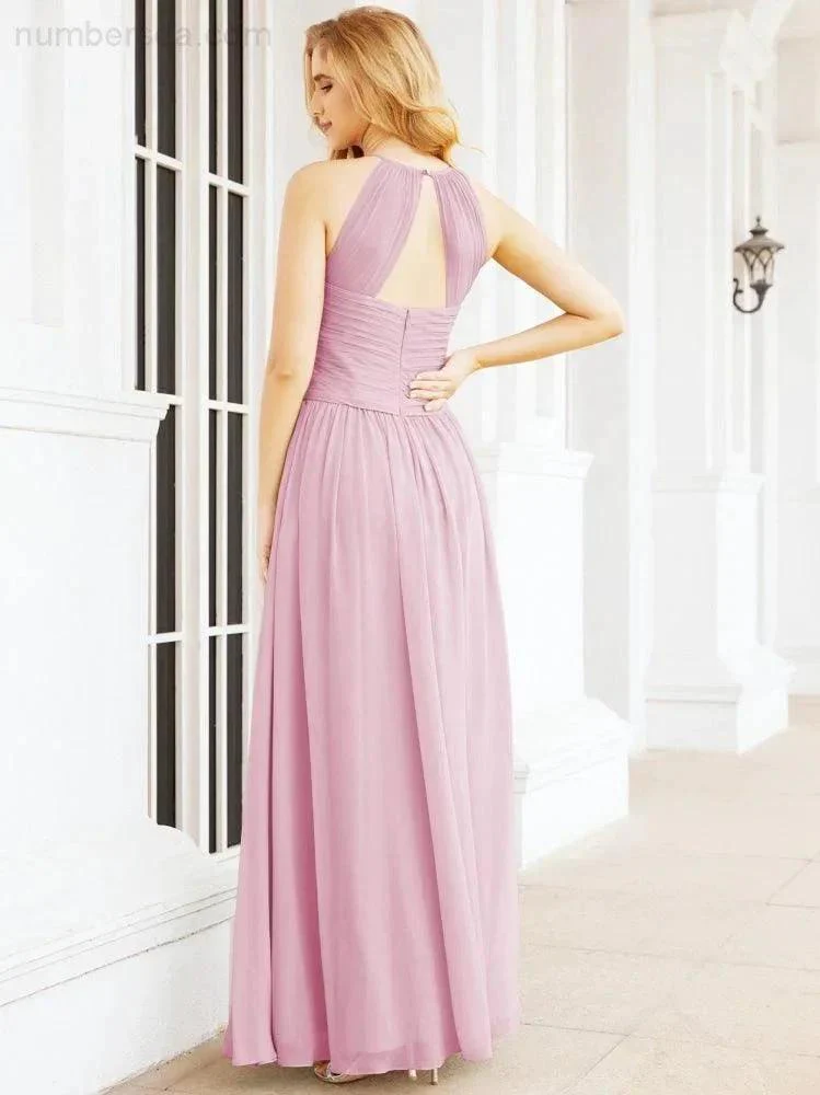 Numbersea Sleeveless Bridesmaid Dresses Long Prom Gown Zipper with Keyhole Back 28056 - Image 116