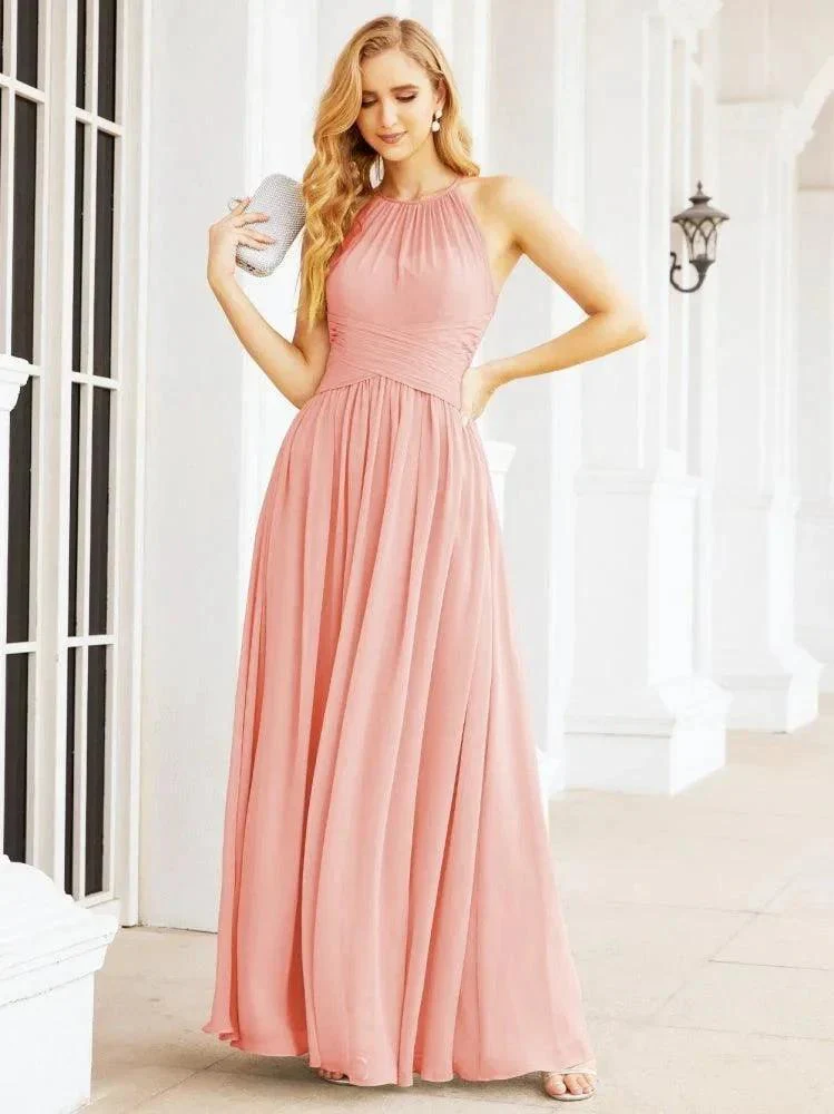 Numbersea Sleeveless Bridesmaid Dresses Long Prom Gown Zipper with Keyhole Back 28056 - Image 118