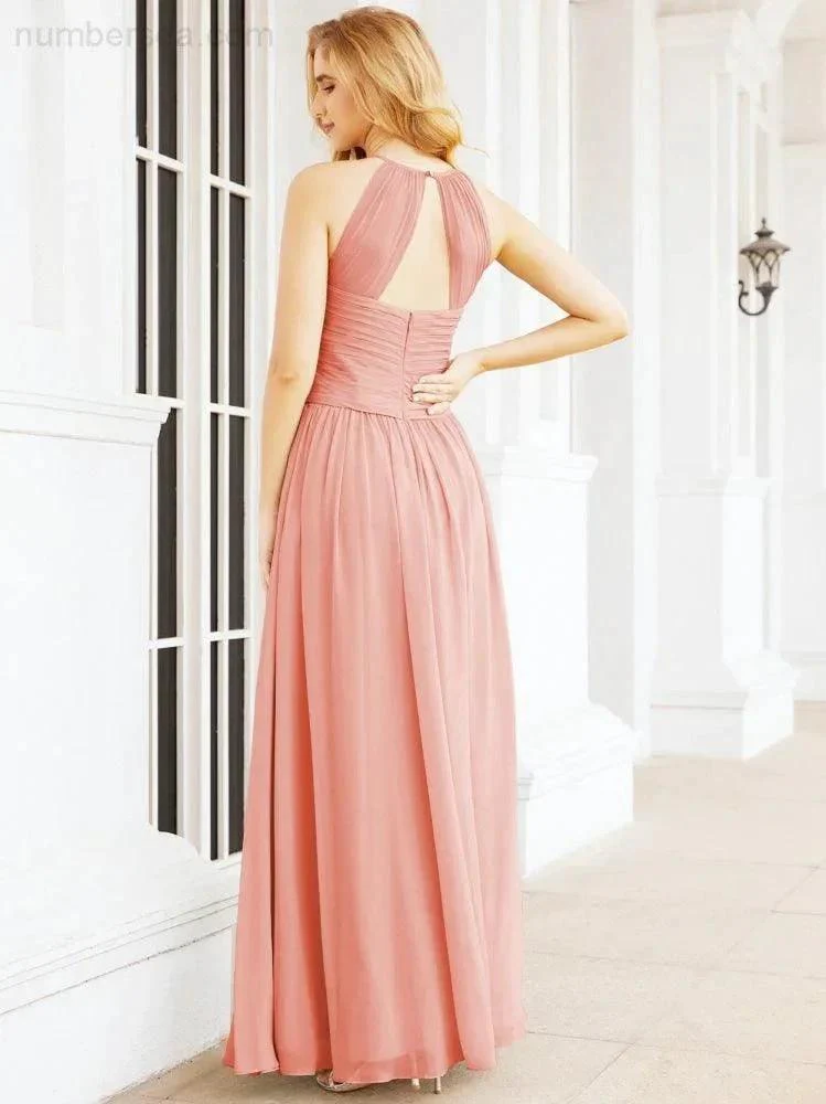 Numbersea Sleeveless Bridesmaid Dresses Long Prom Gown Zipper with Keyhole Back 28056 - Image 119