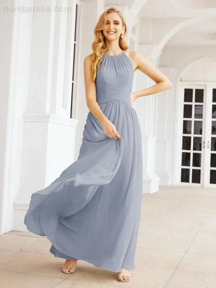 Numbersea Sleeveless Bridesmaid Dresses Long Prom Gown Zipper with Keyhole Back 28056 - Image 12