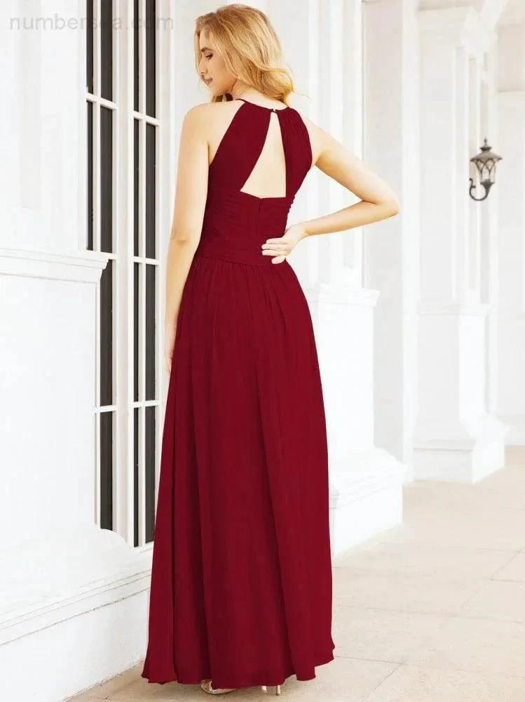 Numbersea Sleeveless Bridesmaid Dresses Long Prom Gown Zipper with Keyhole Back 28056 - Image 122