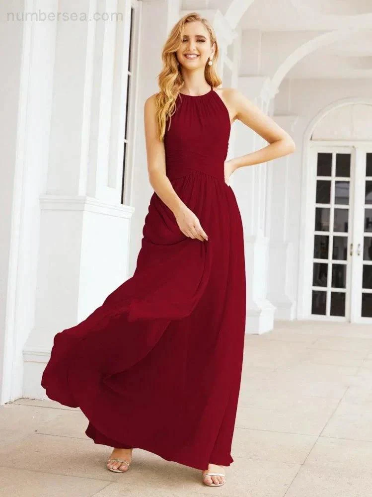 Numbersea Sleeveless Bridesmaid Dresses Long Prom Gown Zipper with Keyhole Back 28056 - Image 123