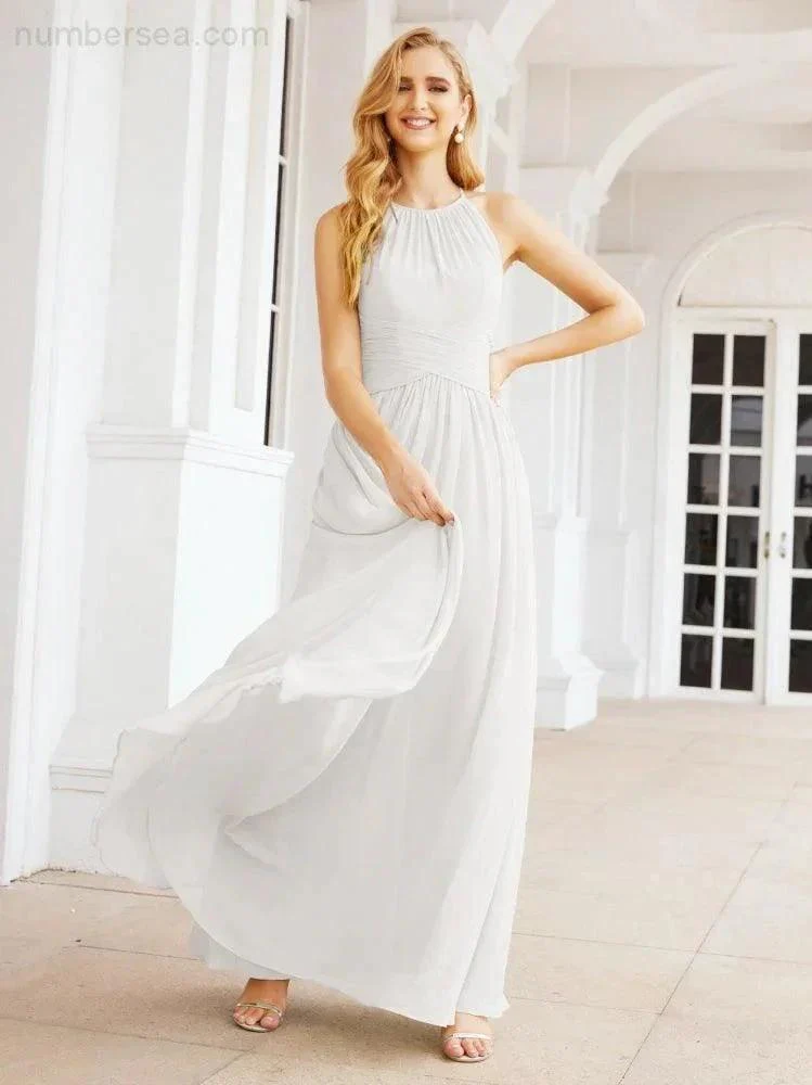 Numbersea Sleeveless Bridesmaid Dresses Long Prom Gown Zipper with Keyhole Back 28056 - Image 126