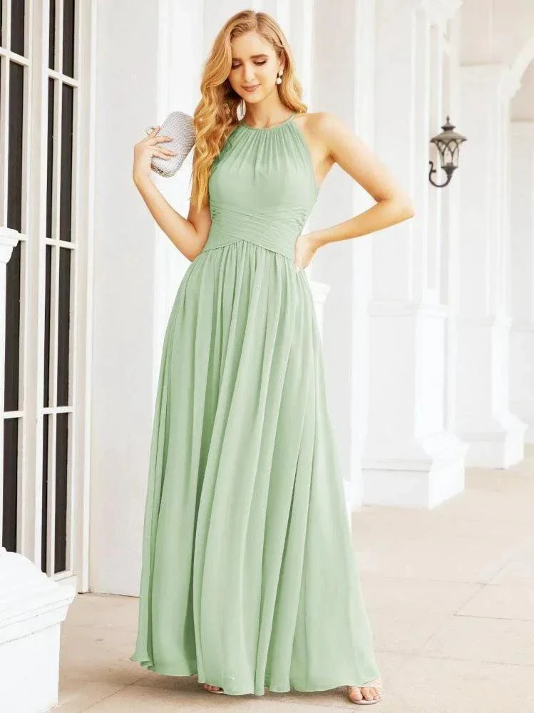 Numbersea Sleeveless Bridesmaid Dresses Long Prom Gown Zipper with Keyhole Back 28056 - Image 13