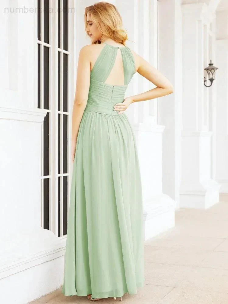 Numbersea Sleeveless Bridesmaid Dresses Long Prom Gown Zipper with Keyhole Back 28056 - Image 14