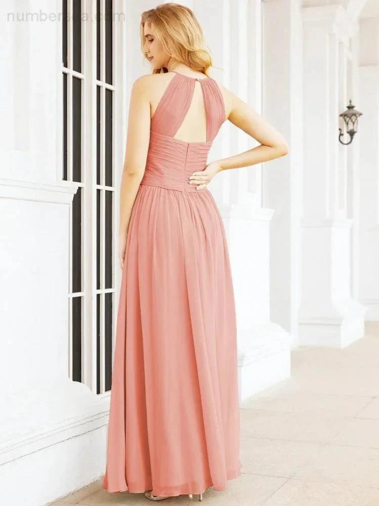 Numbersea Sleeveless Bridesmaid Dresses Long Prom Gown Zipper with Keyhole Back 28056 - Image 17
