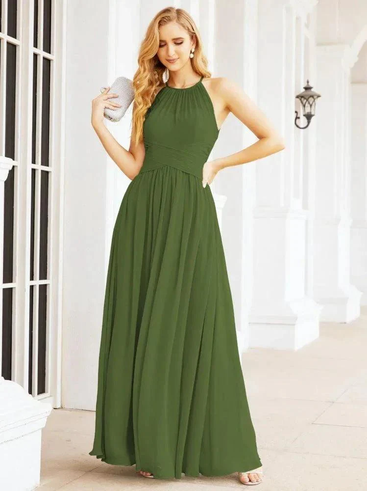 Numbersea Sleeveless Bridesmaid Dresses Long Prom Gown Zipper with Keyhole Back 28056 - Image 19