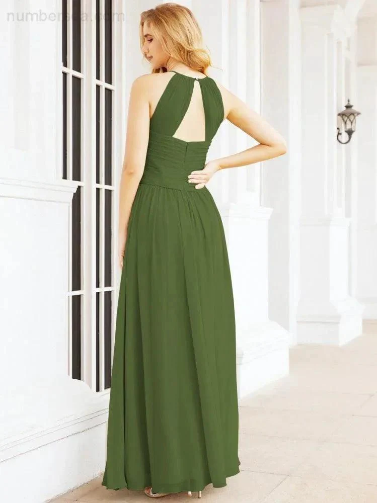 Numbersea Sleeveless Bridesmaid Dresses Long Prom Gown Zipper with Keyhole Back 28056 - Image 20