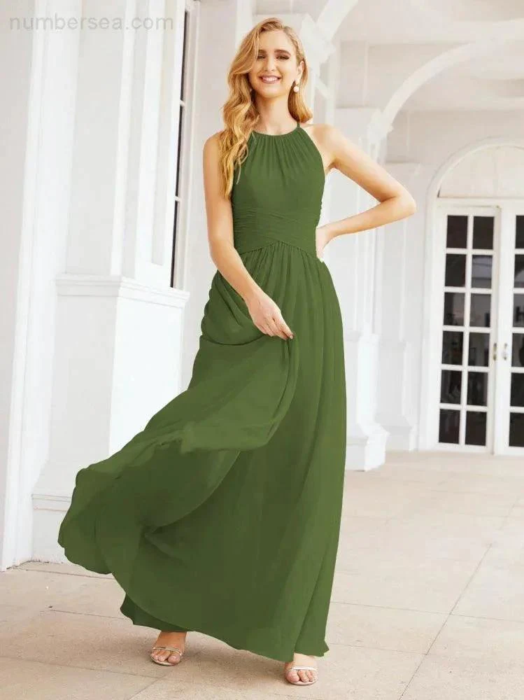 Numbersea Sleeveless Bridesmaid Dresses Long Prom Gown Zipper with Keyhole Back 28056 - Image 21