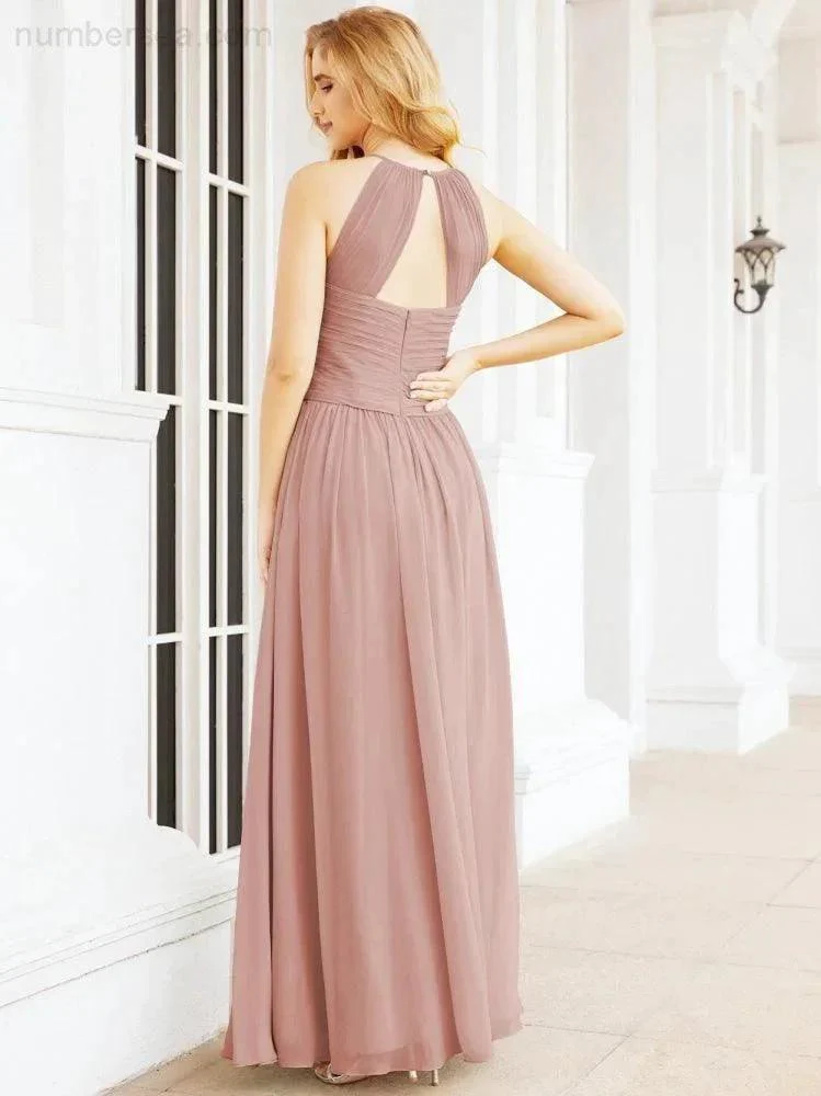 Numbersea Sleeveless Bridesmaid Dresses Long Prom Gown Zipper with Keyhole Back 28056 - Image 26