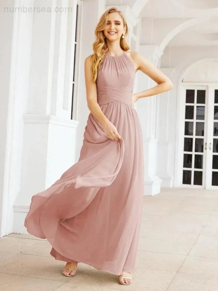 Numbersea Sleeveless Bridesmaid Dresses Long Prom Gown Zipper with Keyhole Back 28056 - Image 27