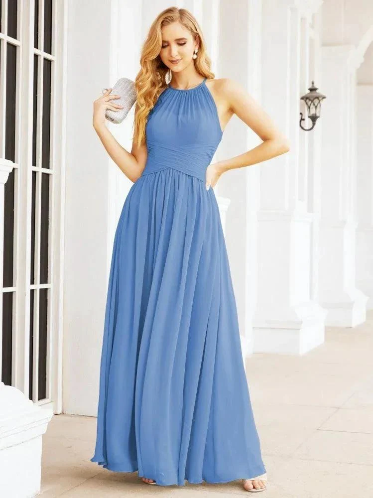 Numbersea Sleeveless Bridesmaid Dresses Long Prom Gown Zipper with Keyhole Back 28056 - Image 28