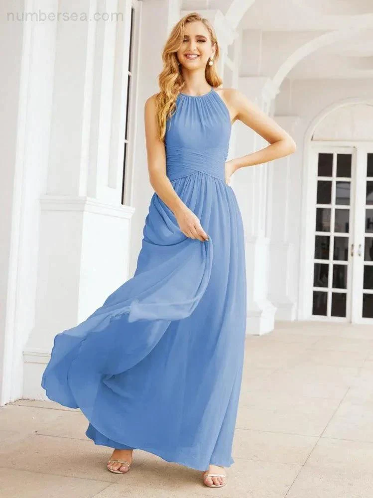 Numbersea Sleeveless Bridesmaid Dresses Long Prom Gown Zipper with Keyhole Back 28056 - Image 30
