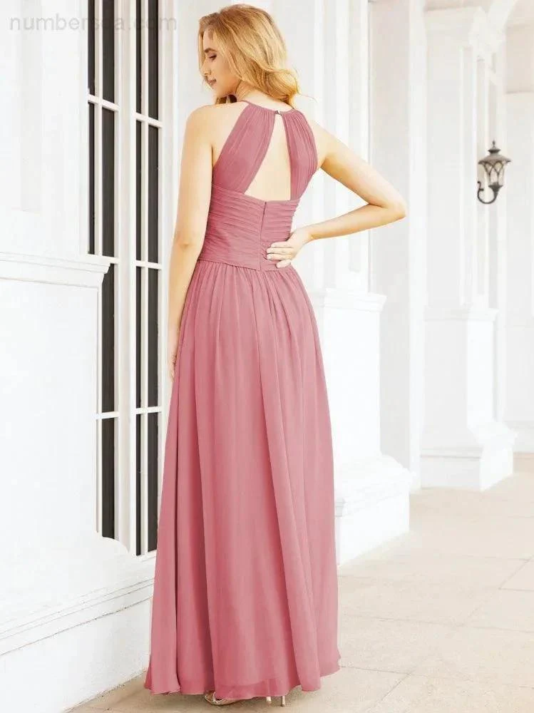 Numbersea Sleeveless Bridesmaid Dresses Long Prom Gown Zipper with Keyhole Back 28056 - Image 32