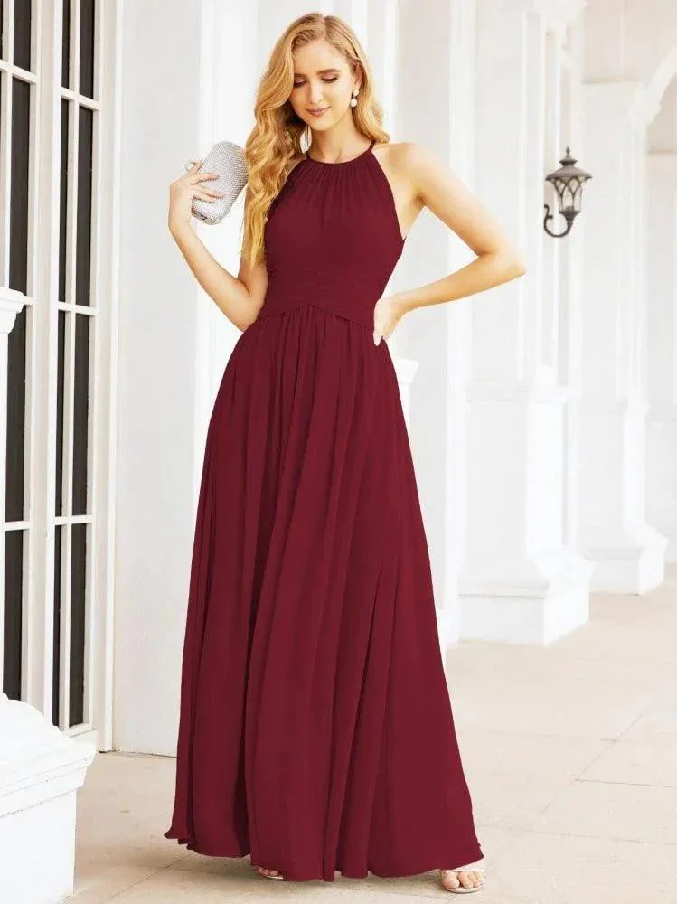 Numbersea Sleeveless Bridesmaid Dresses Long Prom Gown Zipper with Keyhole Back 28056 - Image 34