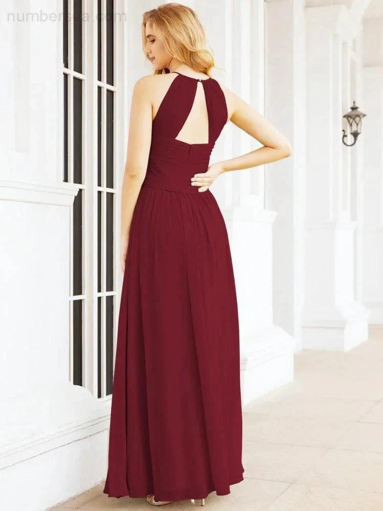 Numbersea Sleeveless Bridesmaid Dresses Long Prom Gown Zipper with Keyhole Back 28056 - Image 35
