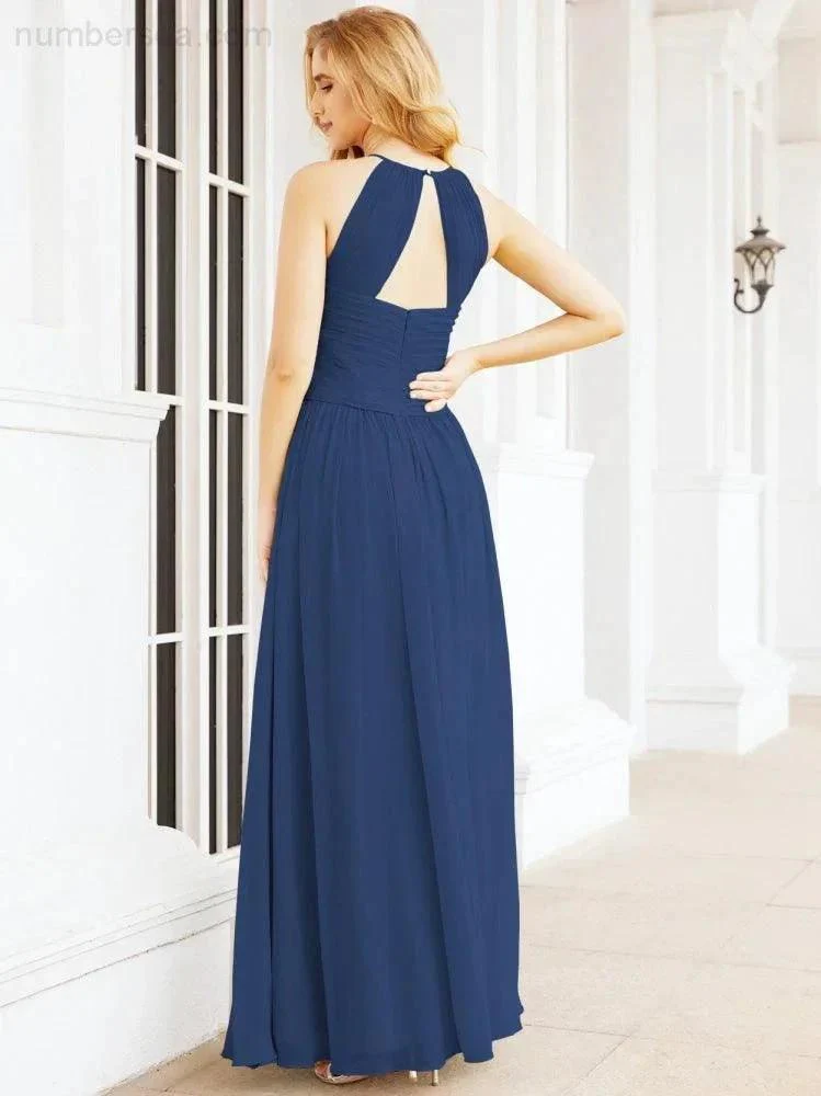 Numbersea Sleeveless Bridesmaid Dresses Long Prom Gown Zipper with Keyhole Back 28056 - Image 38