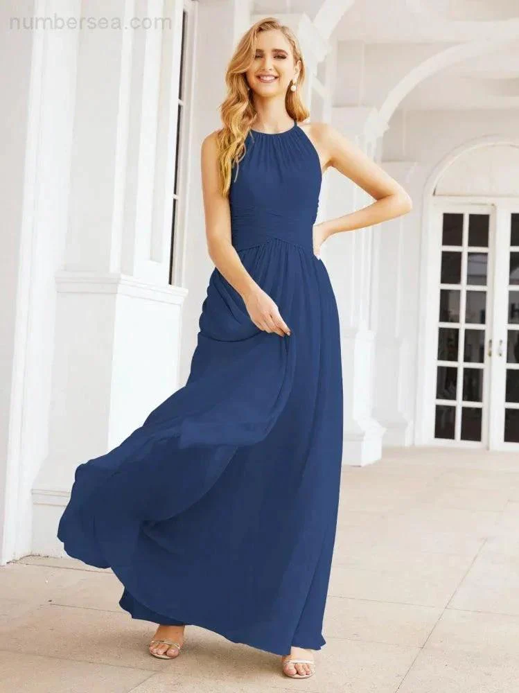 Numbersea Sleeveless Bridesmaid Dresses Long Prom Gown Zipper with Keyhole Back 28056 - Image 39