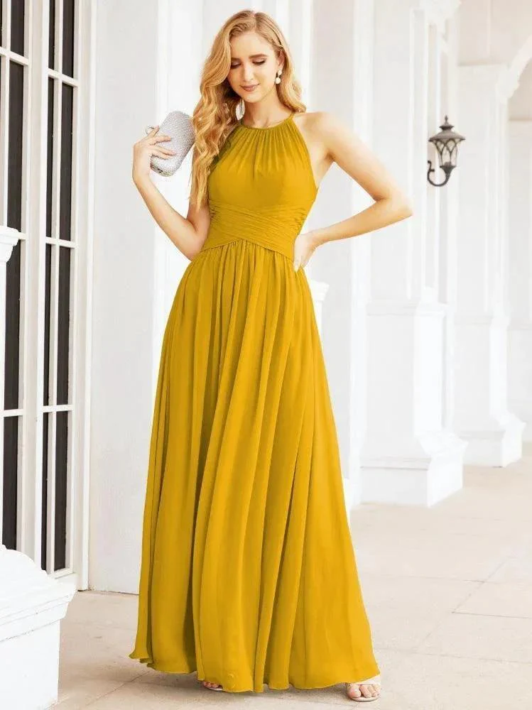 Numbersea Sleeveless Bridesmaid Dresses Long Prom Gown Zipper with Keyhole Back 28056 - Image 4