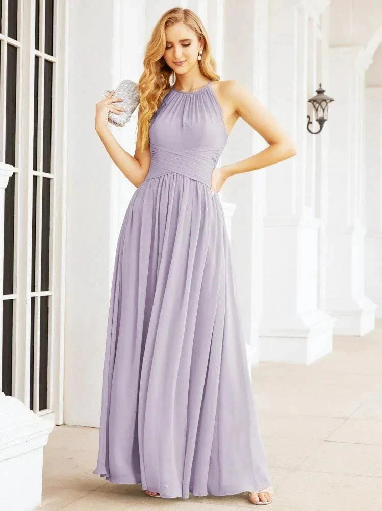 Numbersea Sleeveless Bridesmaid Dresses Long Prom Gown Zipper with Keyhole Back 28056 - Image 40